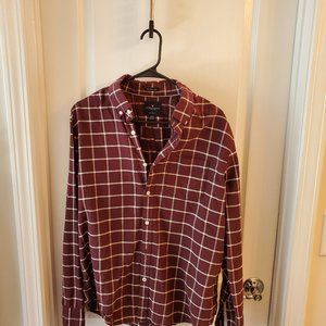 American Eagle Men's Maroon Plaid Button Down Shirt Size Large